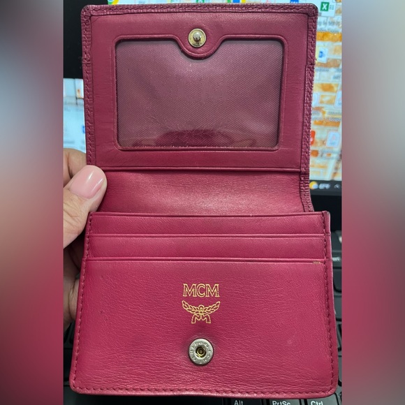 MCM Leather Studded Compact Card Wallet, Beautiful Pink Fucshia Color! 🩷🩷 - Picture 2 of 11